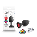 Glams Xchange Heart Black Butt Plug With Interchangeable Heart Gems