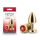 Rear Assets Petite Gold 6 Cm Metal Butt Plug With Red Round Gem Base