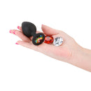 Round Black Medium Butt Plug With Interchangeable Round Gems