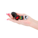 Glams Xchange Heart Black Butt Plug With Interchangeable Heart Gems