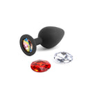 Round Black Medium Butt Plug With Interchangeable Round Gems