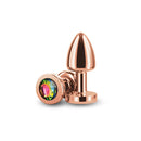 Rear Assets Petite 6 Cm Metal Butt Plug With Rainbow Round Gem Base