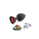 Glams Xchange Heart Black Butt Plug With Interchangeable Heart Gems
