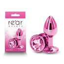 Rear Assets Small Metal Butt Plug With Round Gem Base