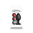 Round Black Medium Butt Plug With Interchangeable Round Gems