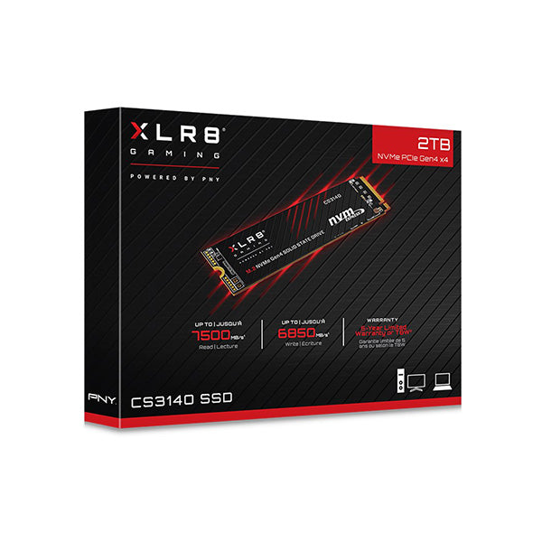 Pny Cs3140 2Tb Nvme Gen4 Ssd 7500Mbs 6850Mbs Rw 1400Tbw 650K 700K