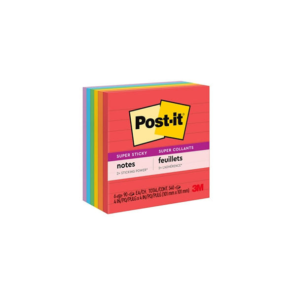 Post It Super Sticky Lined Notes Marrakesh 101 X 101Mm 6 Pack