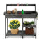 Potting Table With Wood Storage Shelf For Garden
