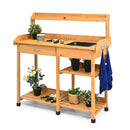 Potting Table With Wood Storage Shelf For Garden