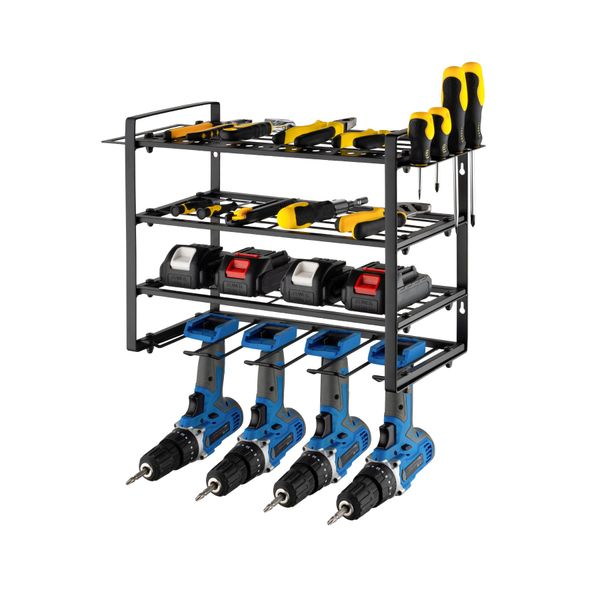 4 Layers Drills Power Tool Rack Organizer Holders Wall Mount