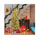 Pre Lit Blue Artificial Slim Pencil Hinged Holiday Christmas Tree