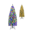 Pre Lit Blue Artificial Slim Pencil Hinged Holiday Christmas Tree