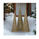 Pre Lit Gold Cone Christmas Trees Set Of 3 With Warm White Led Lights