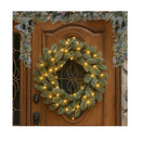 Pre Lit Snowy Stamford Spruce Battery Operated Christmas Wreath