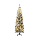 227Cm Snow Flocked Prelit Christmas Tree With Led Lights