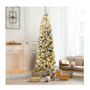227Cm Snow Flocked Prelit Christmas Tree With Led Lights