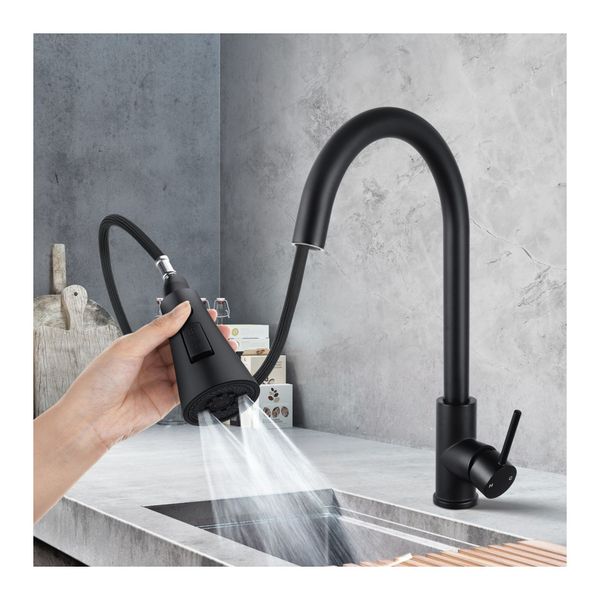 Pull Out 3 Water Pattern Kitchen Swivel Mixer Tap Laundry Sink Faucet