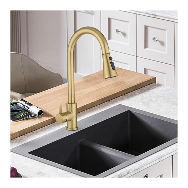 Pull Out 3 Water Pattern Kitchen Swivel Mixer Tap Laundry Sink Faucet