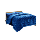 Bedding Faux Mink Quilt Comforter Navy Blue Super King