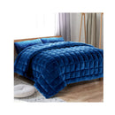 Bedding Faux Mink Quilt Comforter Navy Blue Super King