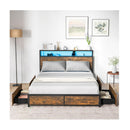Queen Bed Frame With Smart Led Lights And Storage Headboard