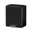 Pedal Bins Rubbish Bin Dual Compartment Waste Recycle Dustbins 40L Black