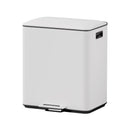 Pedal Bins Rubbish Bin Dual Compartment Waste Recycle Dustbins 40L White