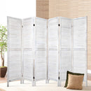 6 Panel Room Divider Screen 245x170cm Louver White