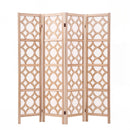 4 Panel Room Divider Folding Privacy Screen Wooden Partition Geometric Freestanding Separator Natural 170cm