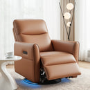 Swivel Recliner Chair Leather Rocking Reclining Sofa‚Äã with Charging Ports LED Brown