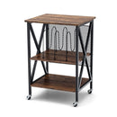 Rolling Stand With 3 Dividers And Steel Frame For Living Room Office