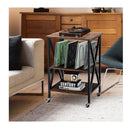 Rolling Stand With 3 Dividers And Steel Frame For Living Room Office