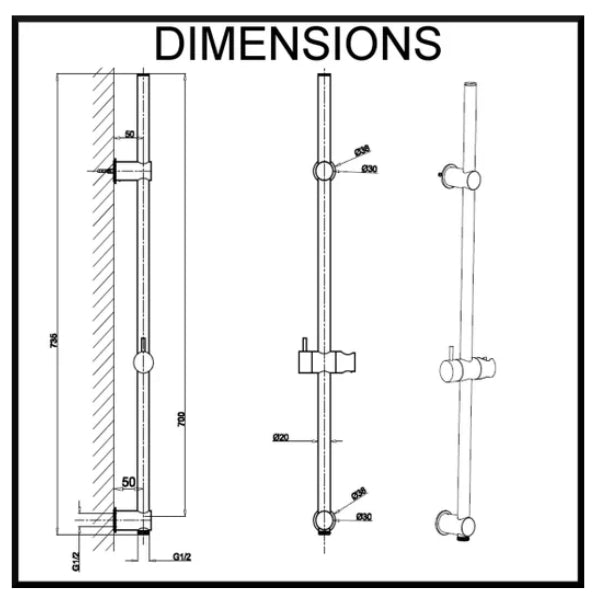 Round Shower Rail with Inlet