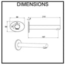 Molla Round Bath Spout with Oval Plate Wall Mounted Luxury Chrome