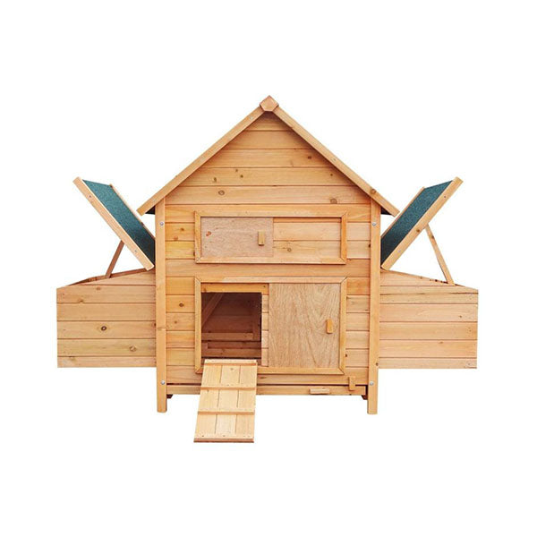 Wooden Chicken Coop and Rabbit Hutch With Ramp Nesting Boxes