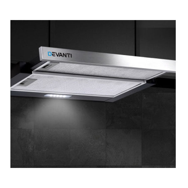 Range Hood Stainless Steel Slide Out Kitchen Canopy 60 Cm 600 Mm Black