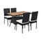 5 Pieces Rattan Dining Set with Wood Table 4 Chairs for Outdoor