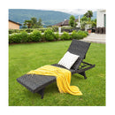 Padded Rattan Lounge Chair With 5 Level Adjustable Backrest For Patio