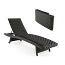 Padded Rattan Lounge Chair With 5 Level Adjustable Backrest For Patio
