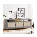 Rattan Tv Stand With 3 Rattan Doors For Living Room