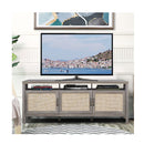 Rattan Tv Stand With 3 Rattan Doors For Living Room