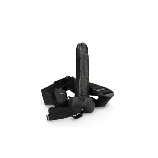 Realrock 18 Cm Vibrating Hollow Strap On With Balls