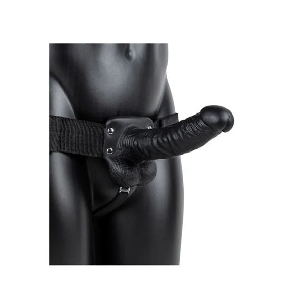 Realrock Black 18 Cm Hollow Strap On With Balls