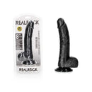 Realrock Realistic Regular Curved Dong With Balls 8 Inches Black