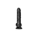 Realrock Realistic Regular Curved Dong With Balls 8 Inches Black