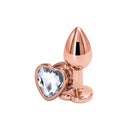 Rear Assets Rose Gold Heart Small Metal Butt Plug With Heart Gem Base