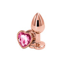 Rear Assets Rose Gold Heart Small Metal Butt Plug With Heart Gem Base