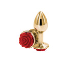 Rear Assets Rose Small Metal Butt Plug With Rose Base