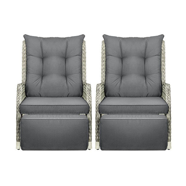 Recliner Chairs Sun Lounge Patio Wicker Sofa Set Of 2