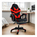 Reclining High Back Office Gaming Chair With Footrest Black Red